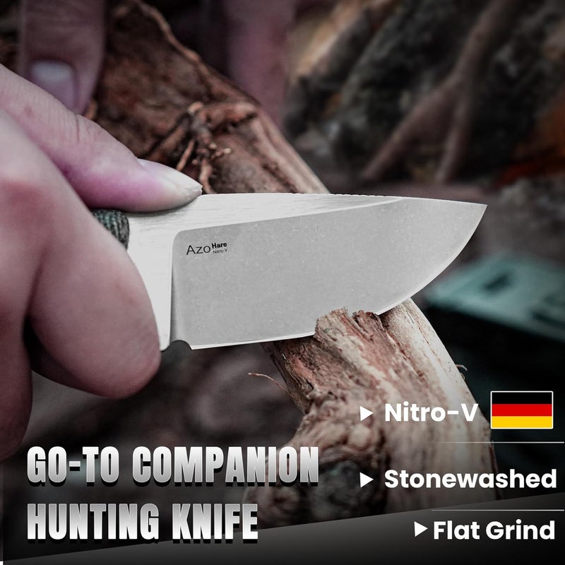 KIZER Hare Fixed Blade Knife with Sheath, 3.14" Nitro V Blade EDC Hunting Knife with Black Micarta and Orange G10 Handle, Small Bushcraft Neck Knives, Camping Knives for Men Women, 1077A2 - Image 3